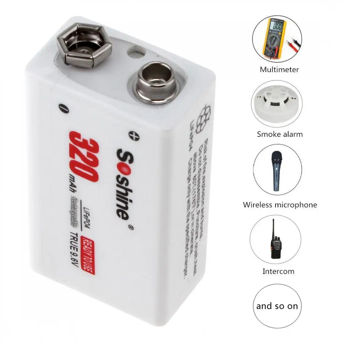 Soshine 2 предмета 9V 6F22 320 мА/ч LiFePO4 Перезаряжаемые Батарея + Портативный коробка|soshine
