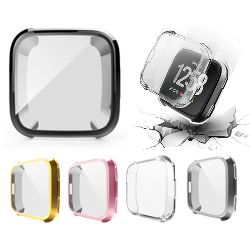 

TPU Silicone Case Smart Watch Anti-Scratch Screen Protector Shell Plating Ultra-Thin Soft Cover For Fitbit Versa Band Sport