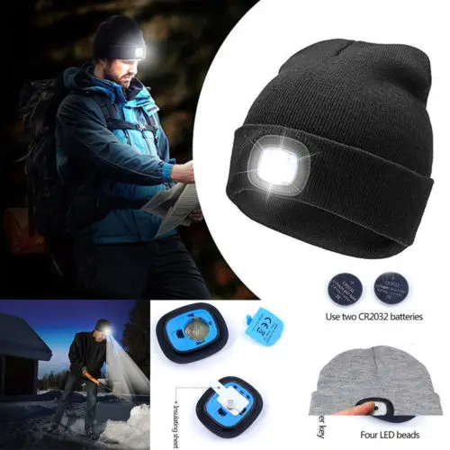

Women Men Unisex LED Beanie Hat USB Rechargeable Battery 5Hours High Powered Light Stylish Gray Pink Red White