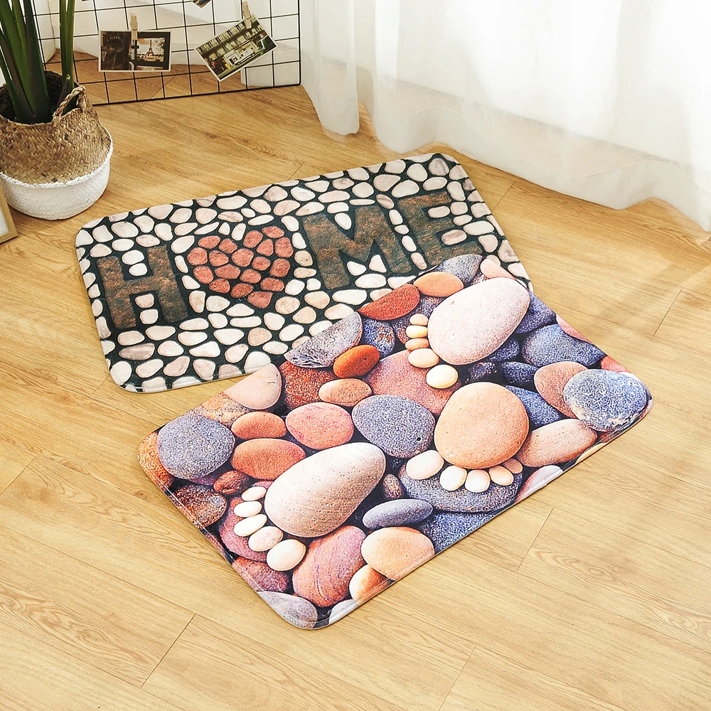 

Stone Print Style Carpet Non-Slip Durable Doormat Bath Rug Absorb Oil Water Carpets Doorway Bathroom Kitchen Household Essential
