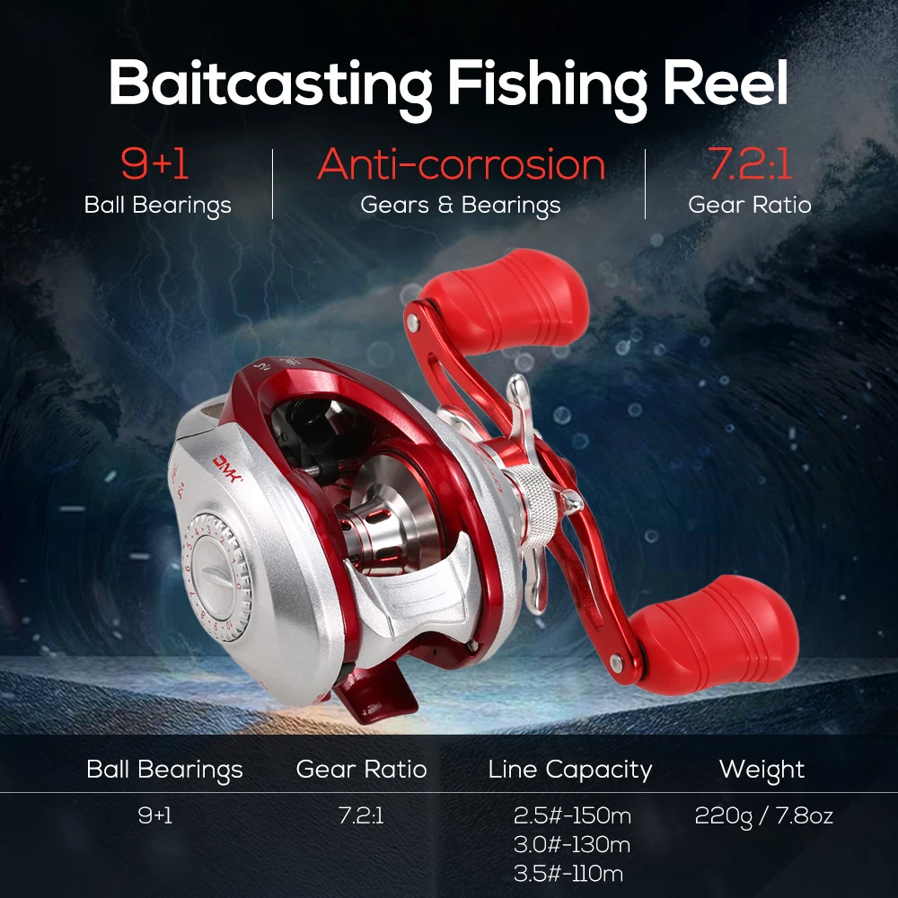 

Fishing Reels 9+1BB 7.2:1 High Speed 5kg Max Drag Power Baitcasting Reel Bait Casting Fishing Reel Carp Fishing Tackle
