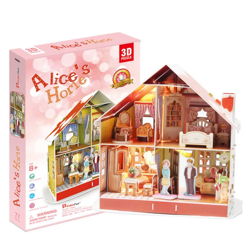 

Cubicfun 3D Paper Puzzle Toy Cardboard House Model Funitures Building Christmas Decoration Alice's Home Building Kits Kids Toys