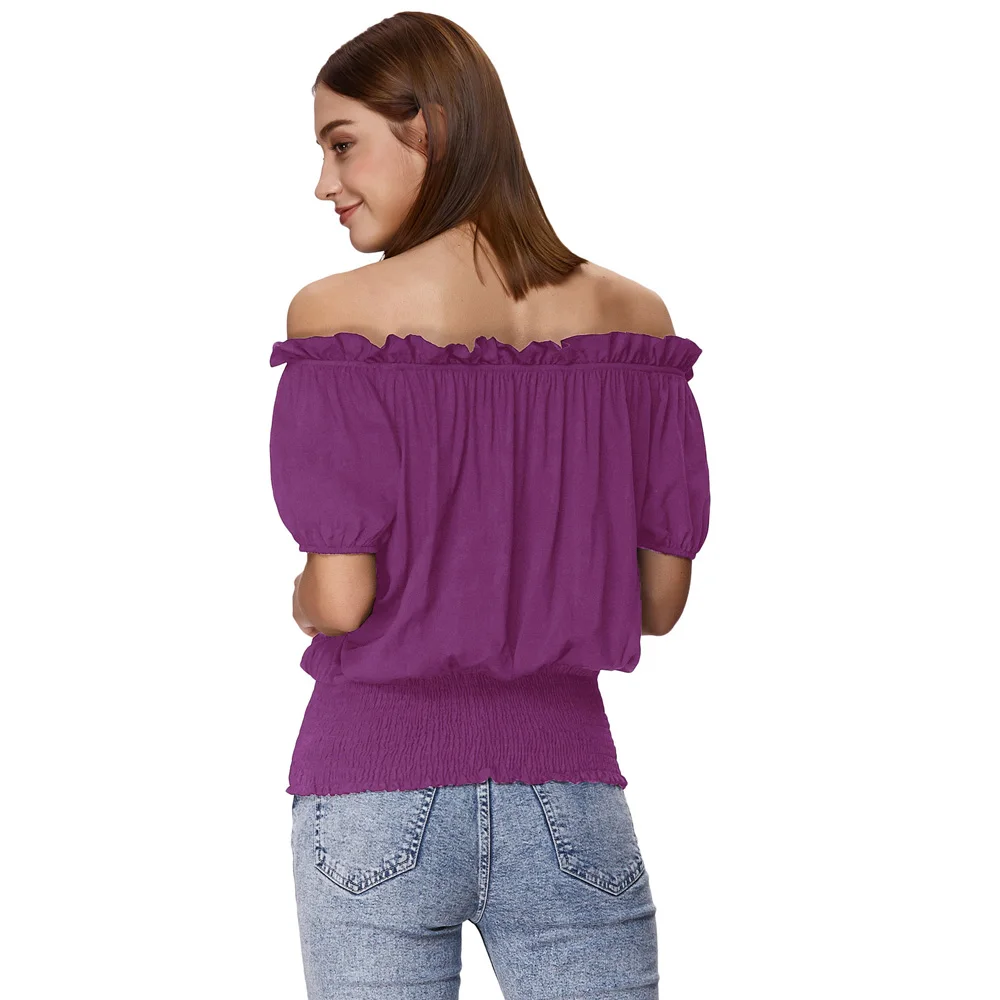 

International Concepts Women Ivory Black Off-Shoulder Smocked Waist Blouse 2-2XL