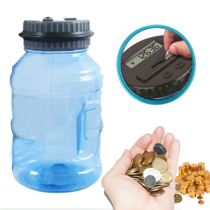 2L Piggy Bank Counter Coin Electronic Digital LCD Counting Coin Money Saving Box Jar Coins Storage Box For USD GBP EURO Money