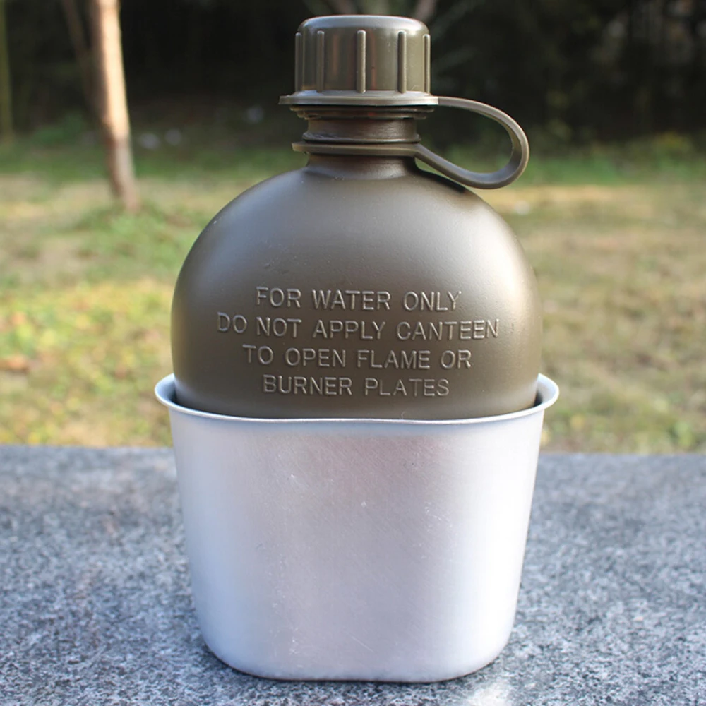 1L алюминиевая бутылка для воды в столовой с нейлоновым чехол фляги походная