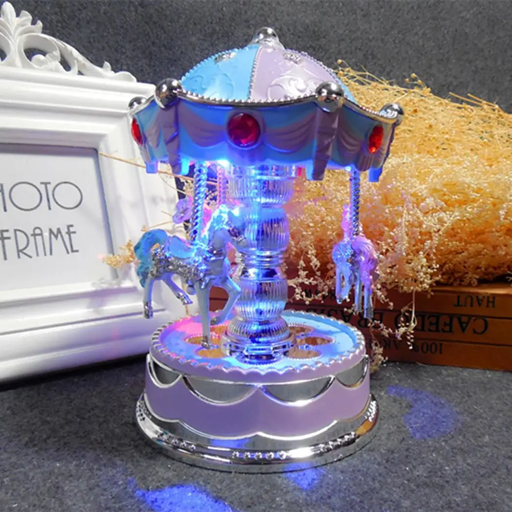 Beautiful LED Light Glow Merry-Go-Round Music Box Birthday Christmas Wedding Party etc. Home Decoration | Дом и сад