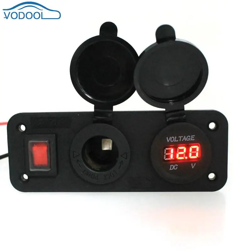 Waterproof Auto Power Outlet Panel with Terminal Screws Support Voltmeter For 12 24V Car Marine