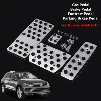 

4Pcs Aluminium Alloy Car Gas Fuel Accelerator Brake Parking Foot Rest Footrest Pedal Covers Sticker Pad for VW Touareg 2014 2015
