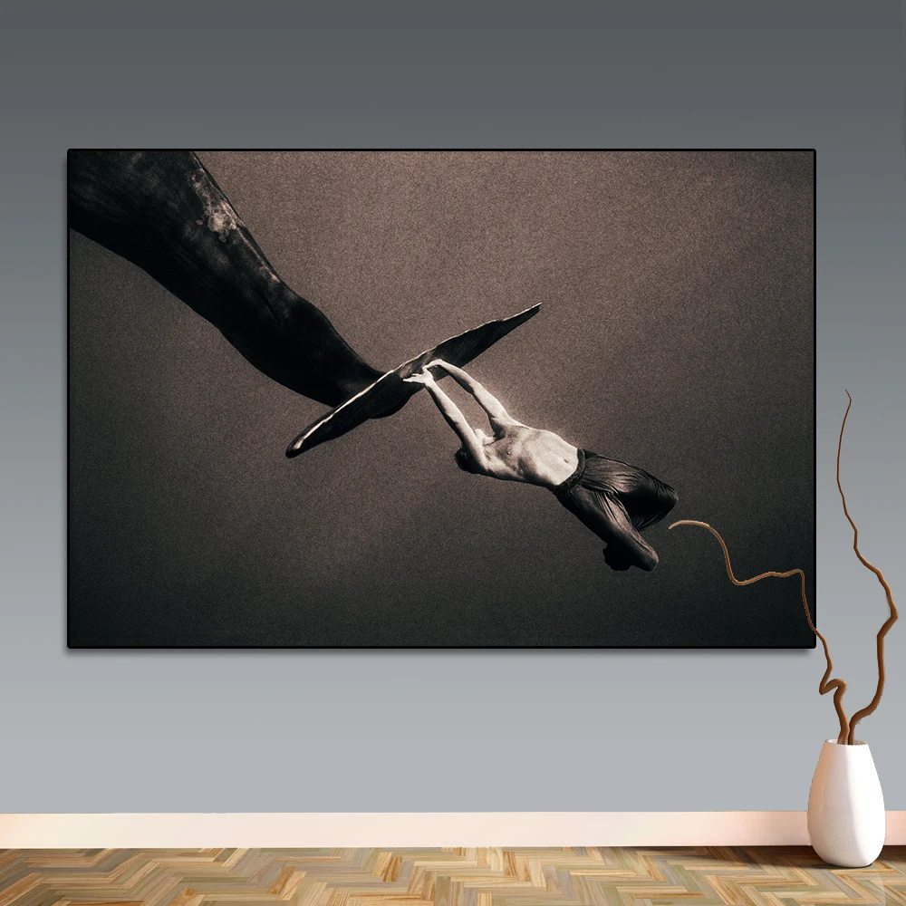 

Buddha Posters and Prints People Whales Water Print on Canvas Animal Wall Art Picture for Living Room Home Decor No Frame