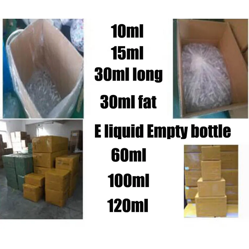 

wholesale Clear 10ml 15ml 30ml fat 30ml long 50ml 60ml 100ml 120ml Empty Bottle with tamper evident Screw cap Pen Shape E liquid