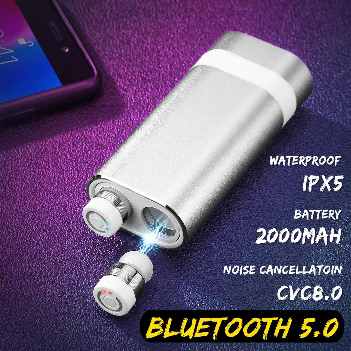 

V5.0 Mini TWS Heaphones bluetooth Earphone 3D True Wireless Stereo Earbuds Portable HiFi Cordless Dual Earpieces Sports Headset