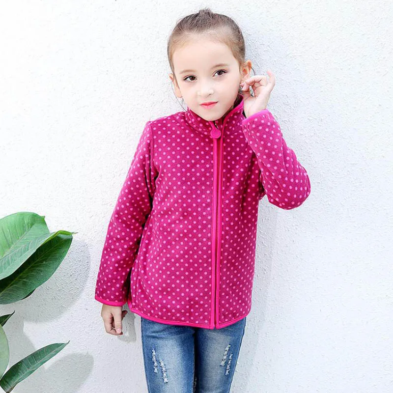 

New Arrival 2019 Spring Autumn Children Kids Girls Hoodies Dot Fleece Jackets And Coats Kids Girls Sweatshirt Warm