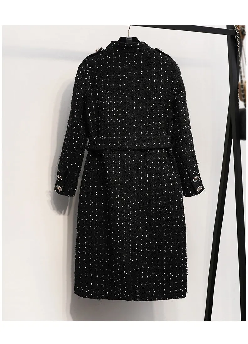 Longue Unique De Lâche Poitrine Noir Manteau Tranchée Vestes 2018 Laine Manteaux Pardessus D'hiver Femmes qwxntXI