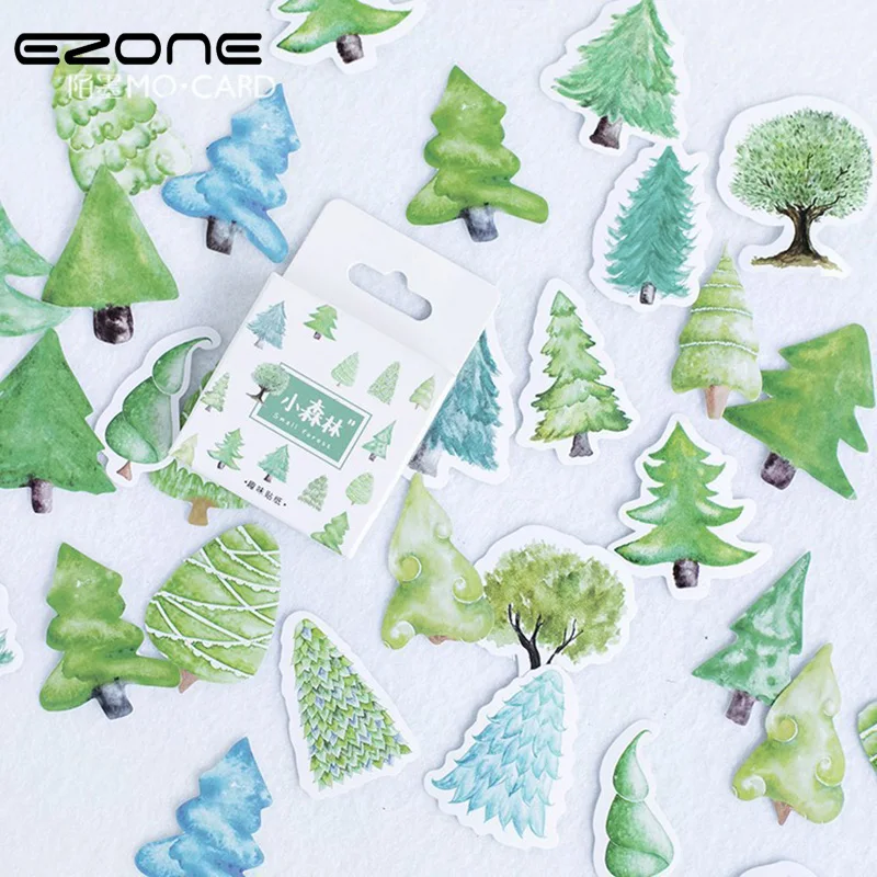 

EZONE Green Tree Stationery Sticker Adhesive Scrapbooking Decor Sticker DIY Diary Photo Photo Album Decoration Gift For Friends