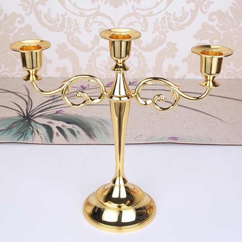 

Metal Silver/Gold Plated Candle Holders 3/5 Arms Stand Zinc Alloy High Quality Pillar for Wedding Portavelas Candlesticks A $