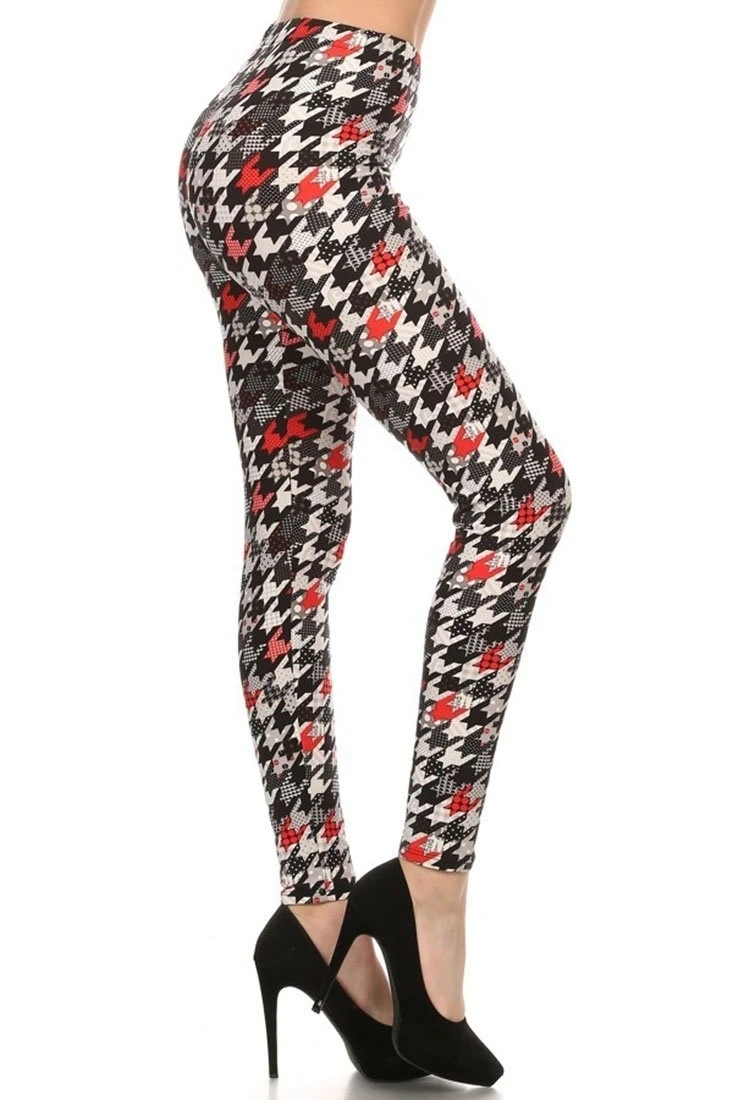 Multi Houndstooth Design Leggingsin Leggings from Women's Clothing on
