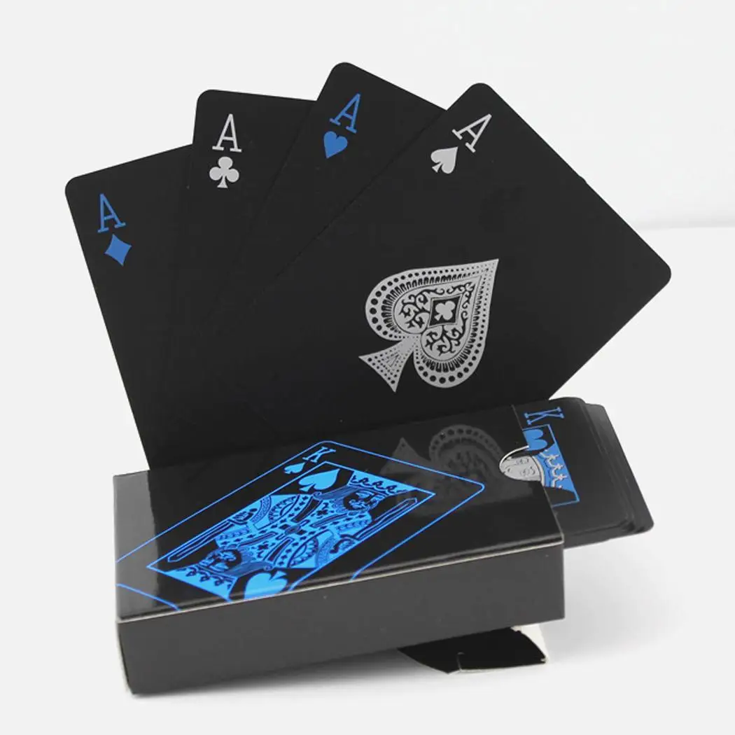 

Waterproof Poker PVC Playing Cards Set Trend 54pcs Deck Poker Game Classic Magic Tricks Tool Pure Color Black Magic Box-packed