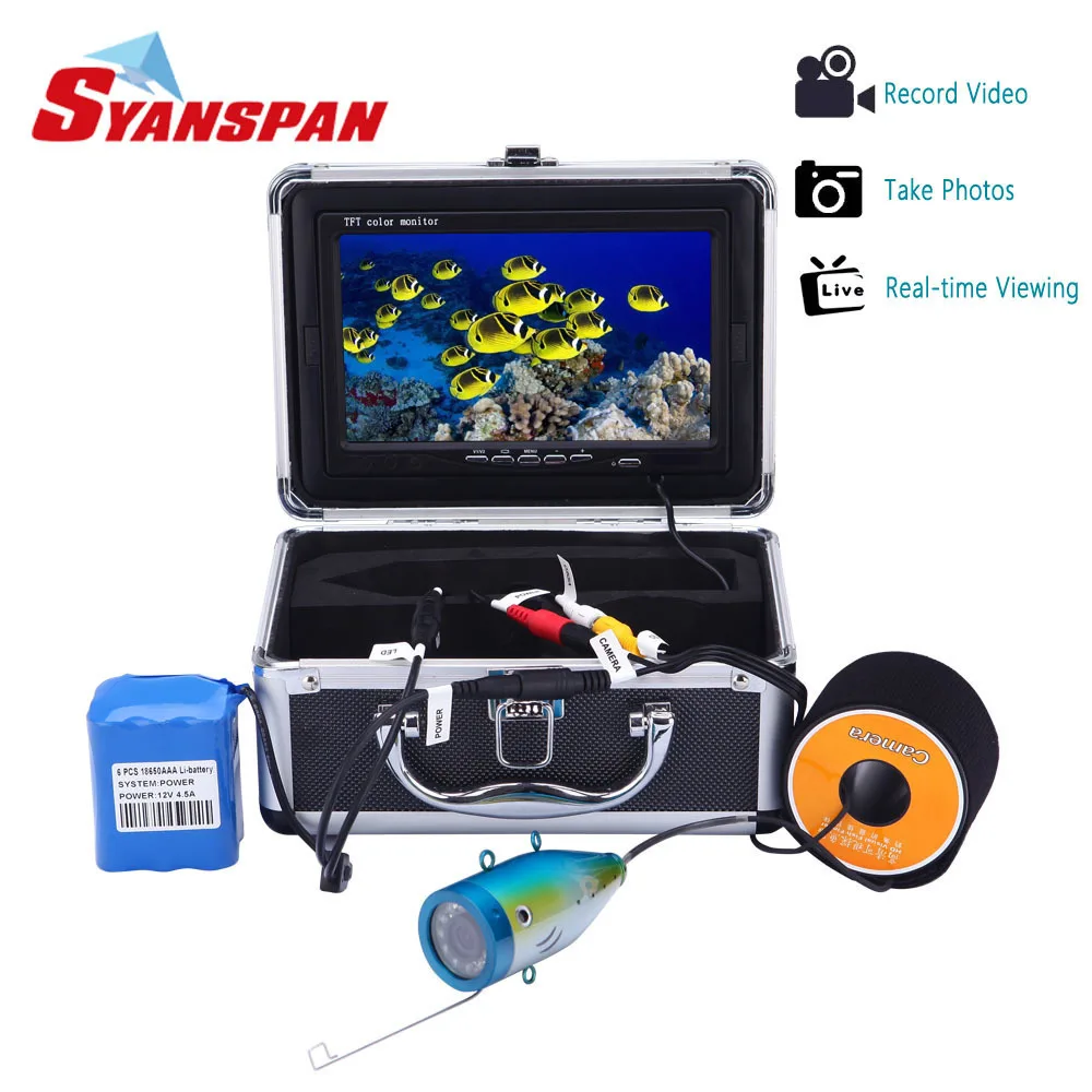 Видеокамера SYANSPAN для подводной рыбалки 7 дюймов IP68 HD 1000TVL DVR 12 белых/инфракрасных