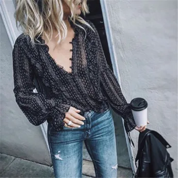 

Black Retro Office Women Boho Hippie Casual Long Sleeve Shirts V-Neck Striped Sexy Long Balloon Sleeve Loose shirts Tops Blouses