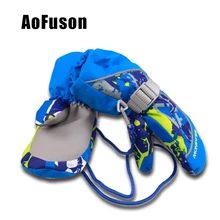 Детские лыжные перчатки, ветрозащитные, водонепроницаемые, дышащие, пригодно для носки, для мальчиков и девочек, лыжные перчатки, зимние, для сноуборда, теплые, с ремешком, перчатки