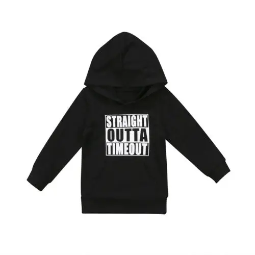 

Toddler Newborn Baby Boy Girl Hoodie Tops Casual Sweatshirt STRAIGHT OUTTA TIMEOUT Hooded Outdoor Cotton Kids Clothes 0-5T
