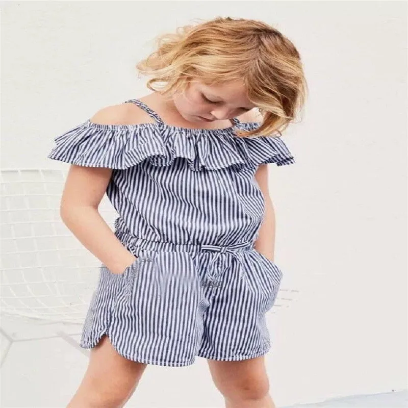 

Girls Toddler Baby KidsJumpsuit Off Shoulder Playsuit Overalls baby girl