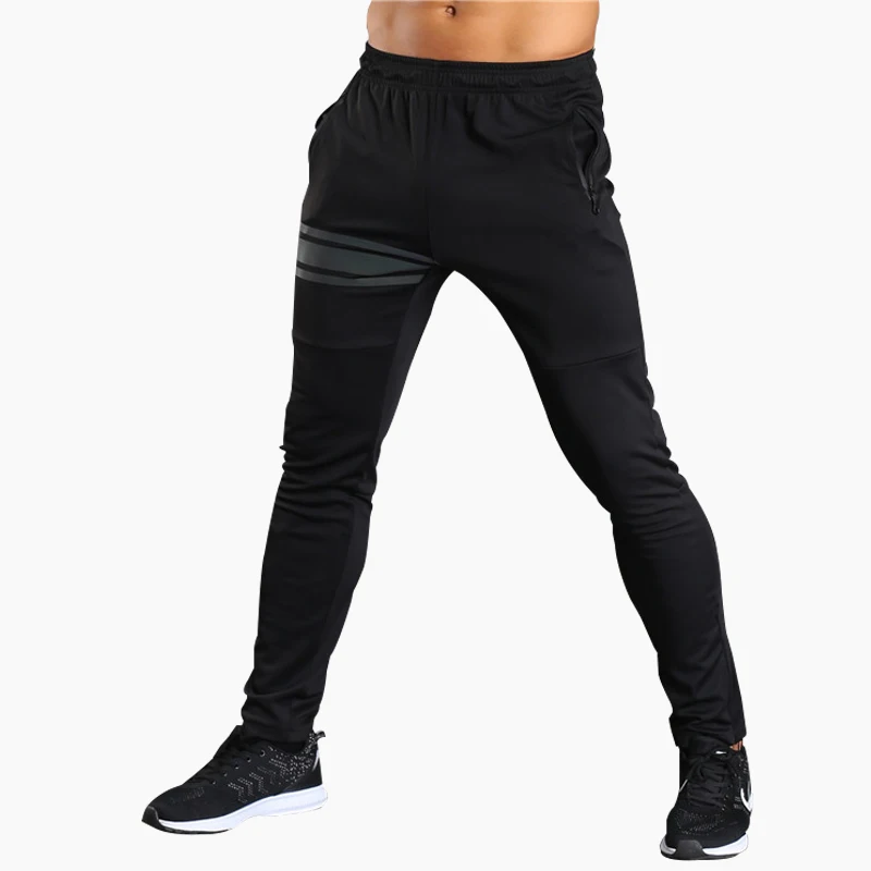 

2018 Fashion Men Quick Dry Outdoor Pants Jogging Trousers Soccer Sport Skiny Pants Fitness Training Gym Pants Zipper Leg Pockets