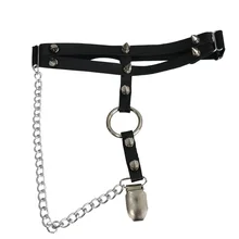 Харадзюку женщины ремень ноги подвязки ремень металлическая цепь дизайн ноги Подвязка-петля клетка тело полый нескользящий PU ремень черный