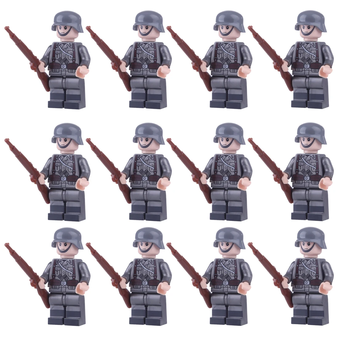 

12Pcs DIY Assembly Small Particle German Army Building Block Figure Educational Toys for Children