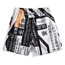 Новейшие мужские пляжные шорты с рисунком китайского персонажа одежда для плавания мужские свободные шорты для серфинга пляжные шорты-бермуды одежда для плавания Короткие
