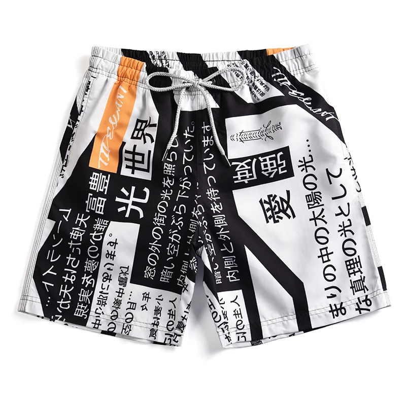

Newest Men's Chinese Character Printed Board Shorts Swim Wear Man Loose Surfing Boardshorts Beach Shorts Bermuda Swimwear Short