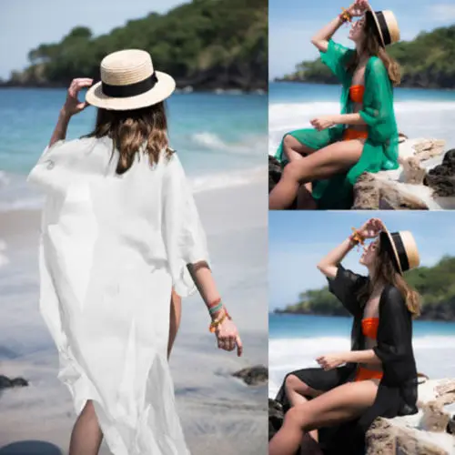 

Women Summer Dress Beach Dress Beachwear Solid Bikini Cover Up Summer Long Dress