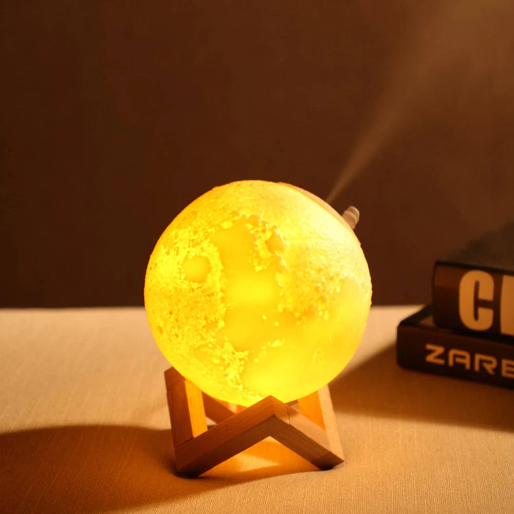 

880ML Air Humidifier 3D Moon Lamp Ultrasonic Humidificador NightLight USB Cool Mist Diffuser Aroma Essential Oil Night Light