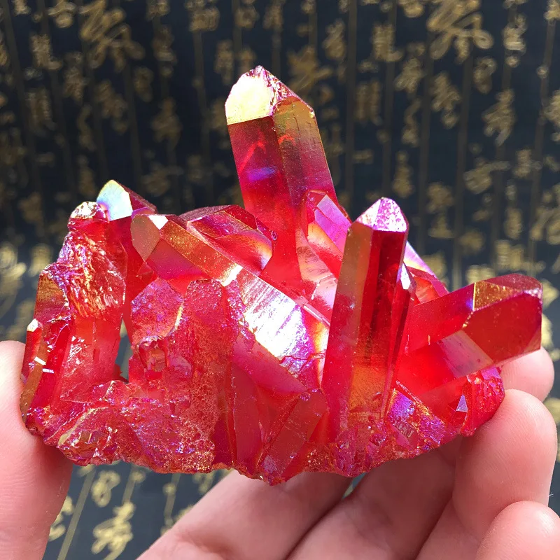 

Natural electroplating colorful rainbow red crystal cluster crystal column degaussing purification lucky Feng Shui ornaments