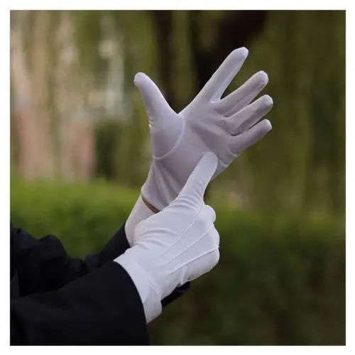 

Formal Occasions Wedding Magician Men's New White Tuxedo Gloves Formal Uniform Guard Band Butler White Gloves