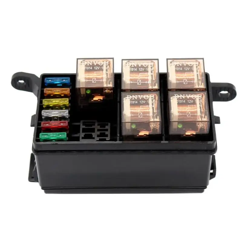 

Universal 12V Car Marine 6-Way Relay+ 6-Slot ATO/ATC Blade Fuse Holder Box Car Fuse Box Adapter Plastic Fuses Car Accessories
