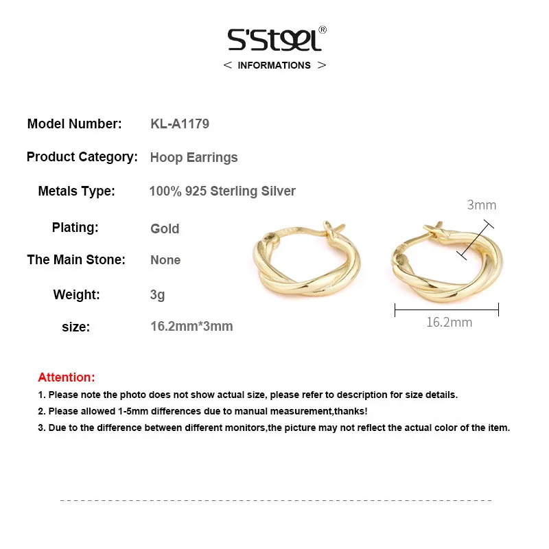 Винтажные маленькие золотистые серьги-кольца из чистого 925 пробы серебра, западные женские серьги из серебра 925 пробы