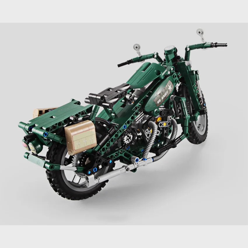 550pcs War II Motorbike Building Blocks Set with Motor Battery Box Bricks Apply to Legoes LEPINS technic Birthday Toys Gift Kid