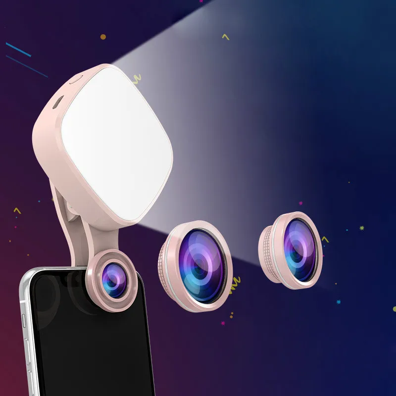 

Selfie Ring Light with HD 3 in 1 Fisheye Wide Angle Macro Lens Flash Led Camera Phone Photography for iPhone Samsung Lens