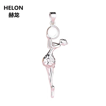 

925 Sterling Silver Pendant 6mm Round Cabochon Semi Mount Women Pendant for Amber Agate Opal Setting DIY Stone White Gold Color