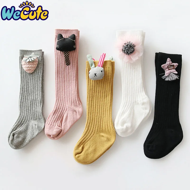 Wecute/носки принцессы с цветочным рисунком модные хлопковые длинные носки с милым кроликом для маленьких девочек детские гольфы Лидер продаж