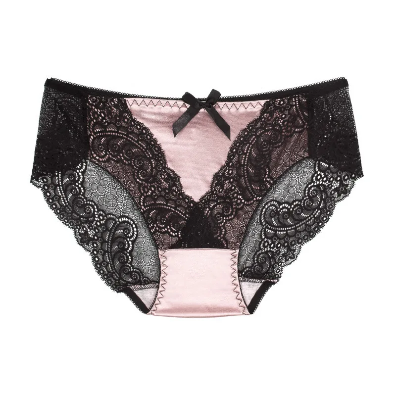 

New Arrival Women's Sexy Lace Panties Seamless Satin Breathable Panty Hollow Briefs Plus Size Girl Underwear