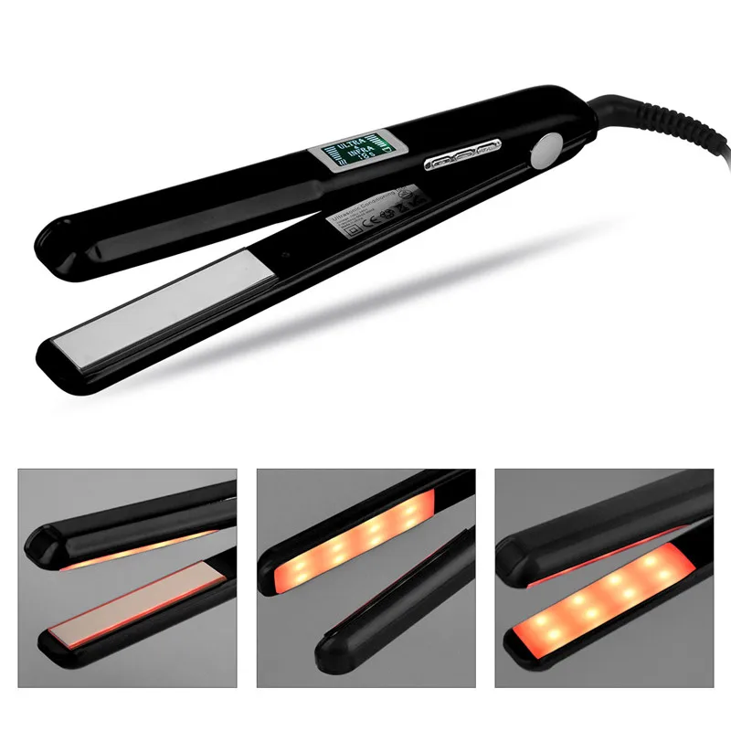 

Professional Ultrasonic Hair Straightener Infrared Hair Iron Straightening LCD Display Hair Care Machine Styling Flat Iron