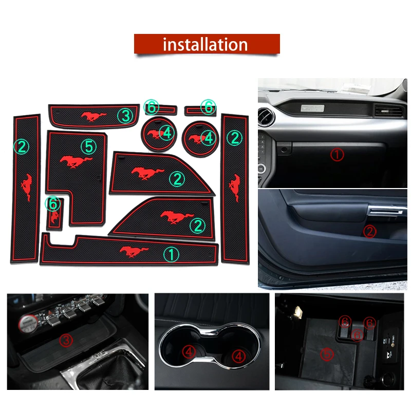 12 шт. в упаковке для Ford Mustang 2015 2016 2017 автомобильные аксессуары внутренняя Гейт