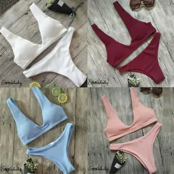 

Fashion Women Bandage Bikini Set Push-up Padded Bra Swimsuit High Waist Swimwear Women