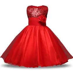 От 3 до 10 лет для маленьких девочек цветок блёстки платье с вечерние цветочной аппликацией праздничное принцессы Выпускные платья для