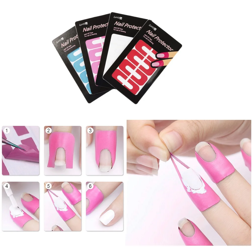 

4*10pcs U-shape Form Spill-proof Sticker Blue White Pink Red Finger Cover Nail Polish Varnish Protector Stickers Manicure Tool