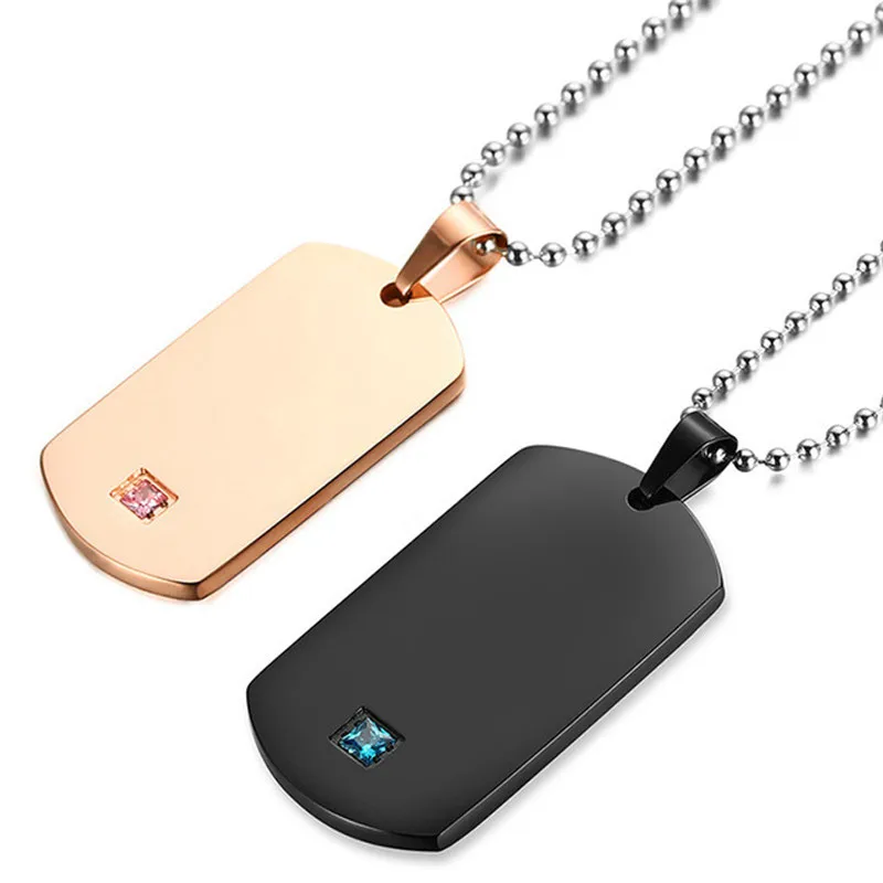 

Laser Engrave Custom Name Blank Tags Military Army Cards Couple Necklace Jewelry Black Silver Titanium Steel Pendant Necklace