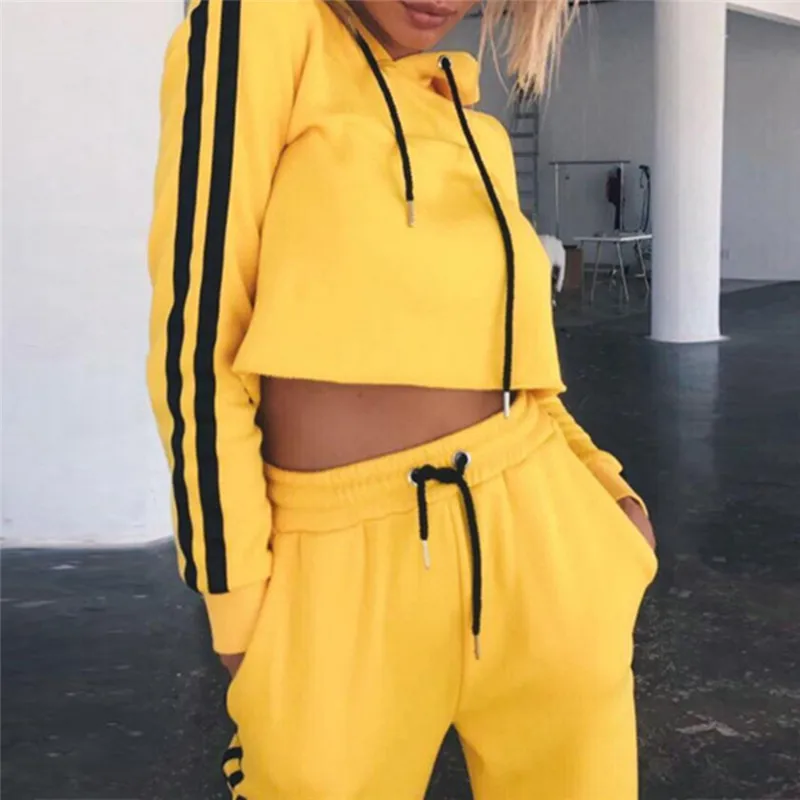 

Women Yoga Sport Suit 2 Piece Female long-sleeved pants Outdoor quick drying Hooded Sportswear Autumn Shirt Set Running Clothes