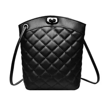 

Fashion Women PU Tote Designer Hasp Chain Bag Plaid Shoulder Bags Casual Handbag Solid Color Crossbody Bag New Bolso Mujer